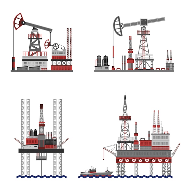 Бесплатное векторное изображение Нефтяная нефтяная платформа
