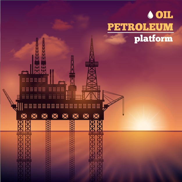 Бесплатное векторное изображение Нефтяная нефтяная платформа