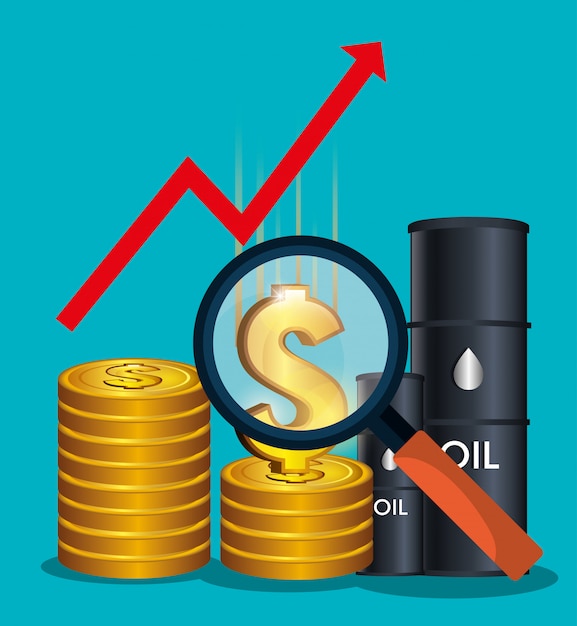 Vettore gratuito prezzi del petrolio e industria