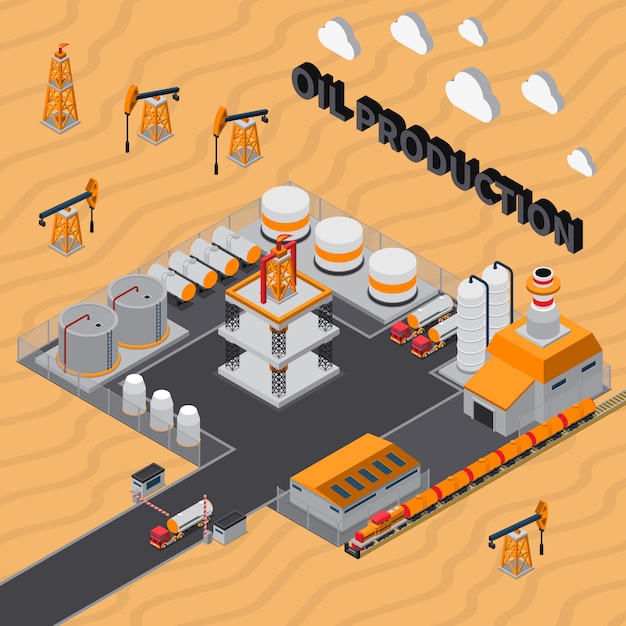 Free vector oil production isometric illustration