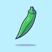 Free vector okra vegetable cartoon vector icon illustration food nature icon concept isolated premium vector