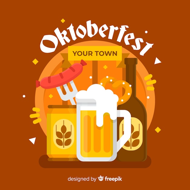 Vettore gratuito sfondo di oktoberfest in stile piatto