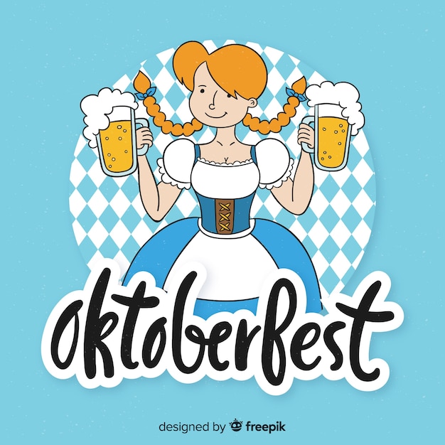 Free vector oktoberfest background hand drawn style