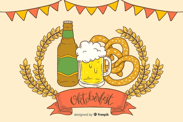 Free vector oktoberfest background hand drawn style