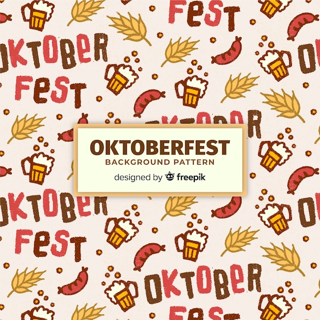 Oktoberfest background pattern with food and drink elements