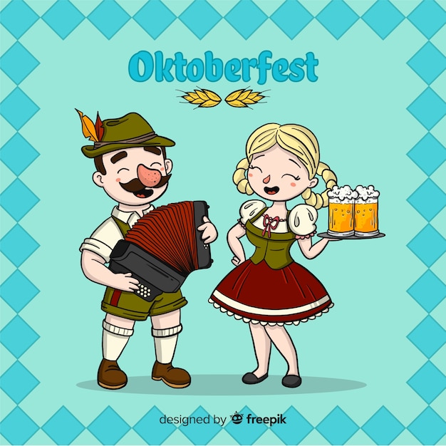 Oktoberfest background with couple celebrating