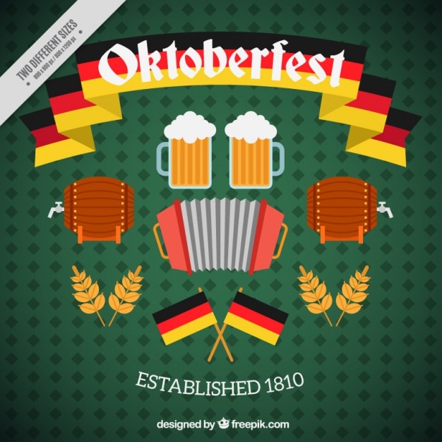 Free Vector oktoberfest background with elements in flat design 