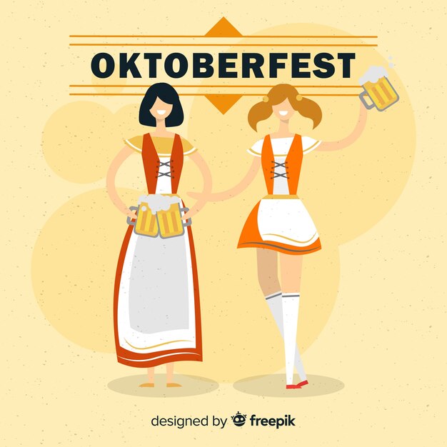 Oktoberfest background with two women