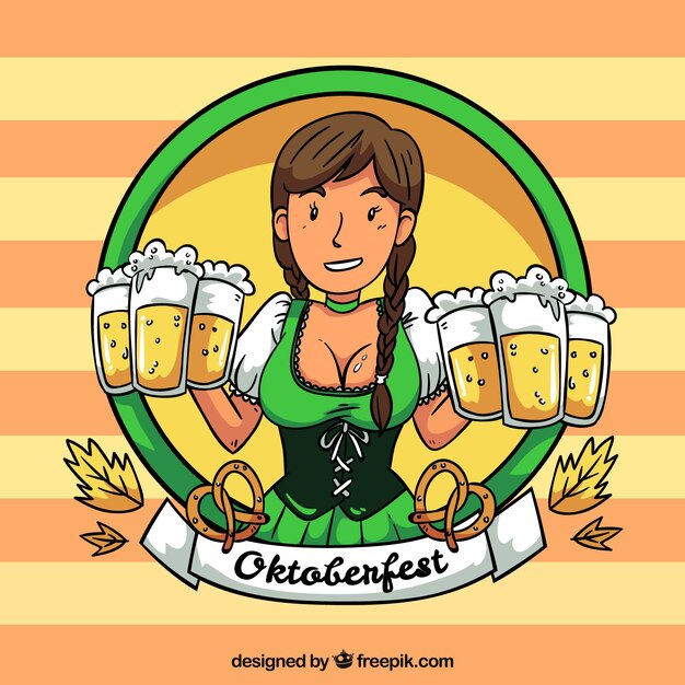 Oktoberfest background with woman character