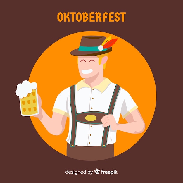 Oktoberfest background with young man