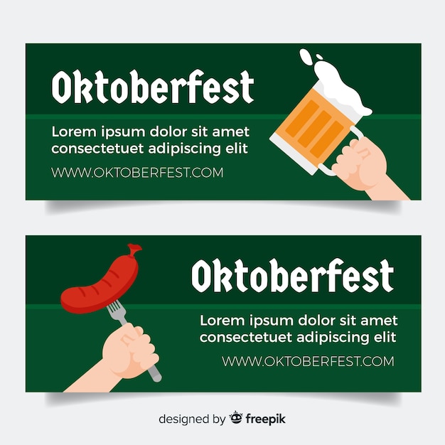 Oktoberfest banner set  in flat design