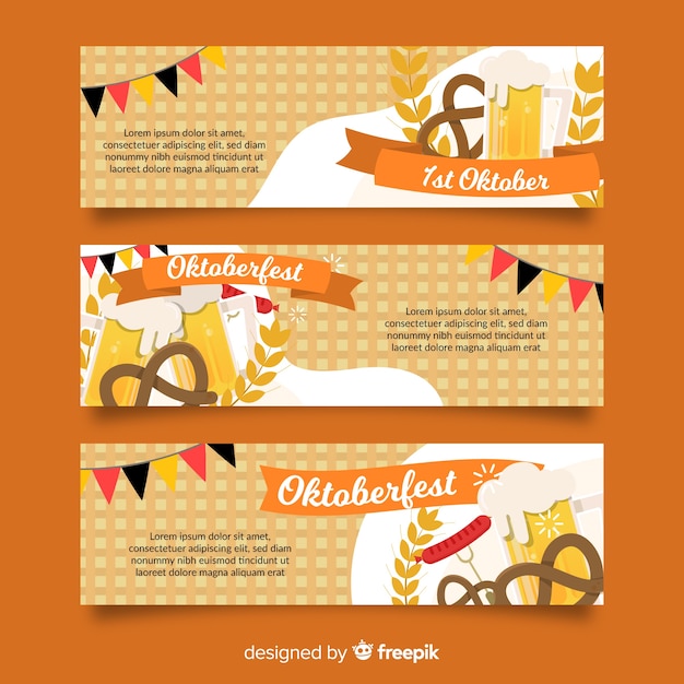 Oktoberfest banner template flat design