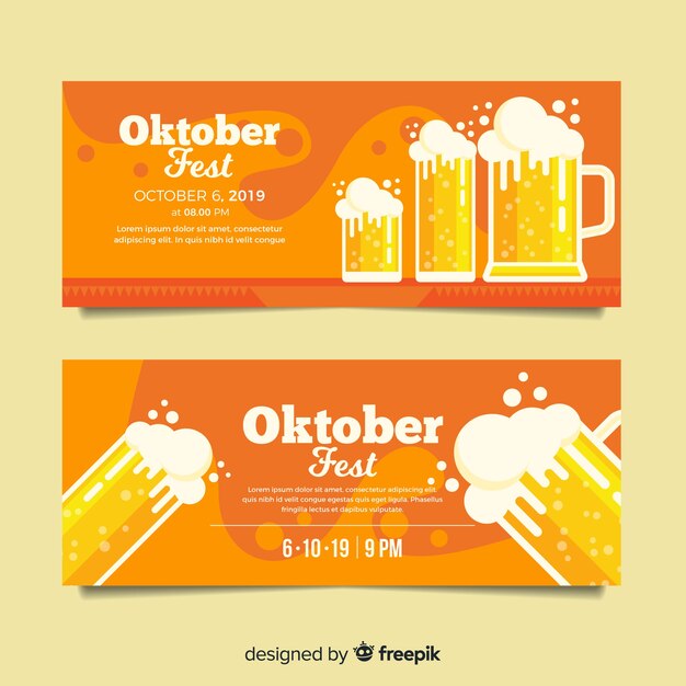 Oktoberfest banner template set in flat design