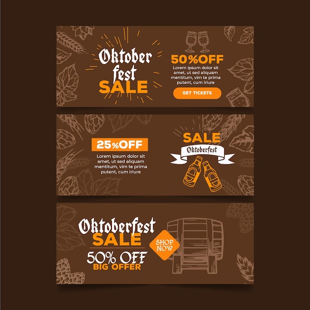 Free vector oktoberfest banners flat design