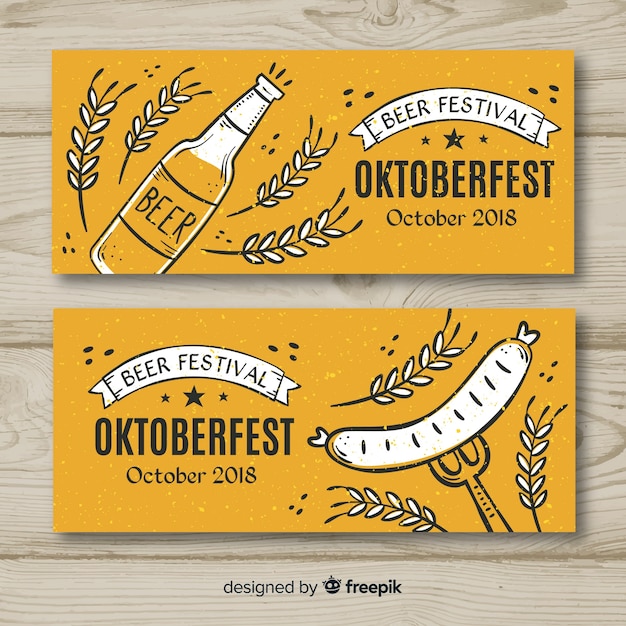 Free vector oktoberfest banners in hand drawn style