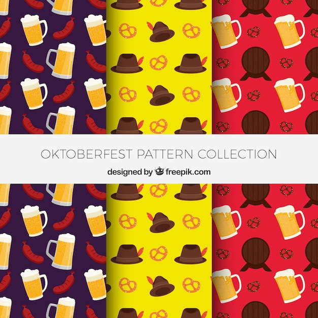 Free vector oktoberfest and beer patterns