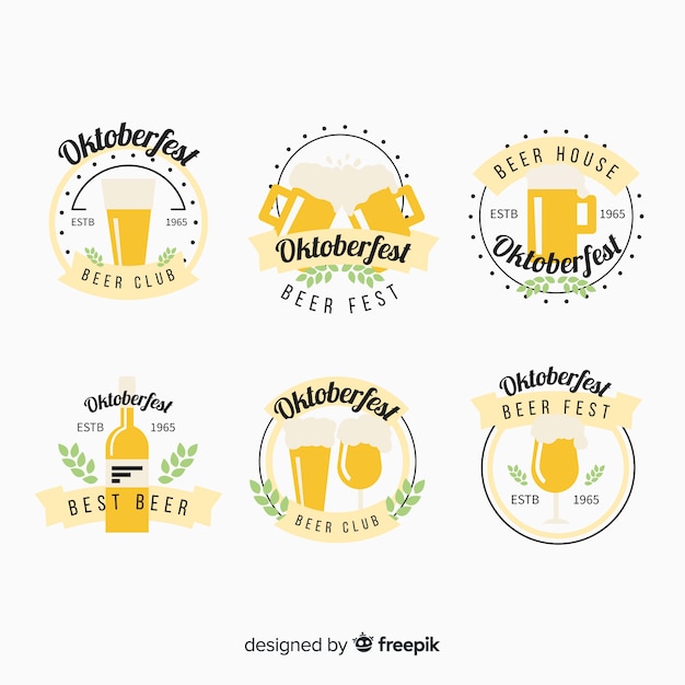 Free vector oktoberfest beers label collection in flat design