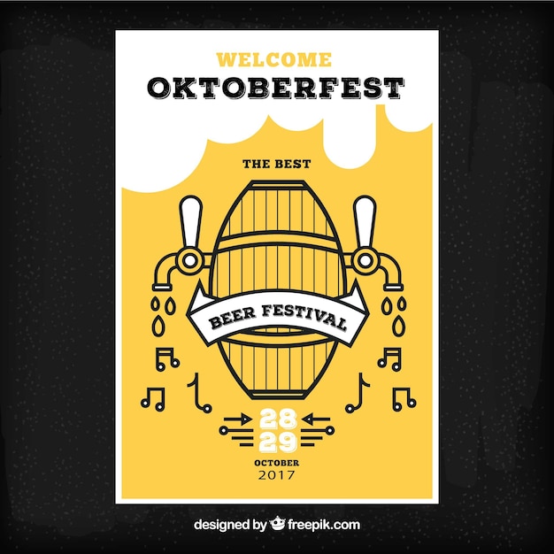 Free vector oktoberfest brochure with beer barrel