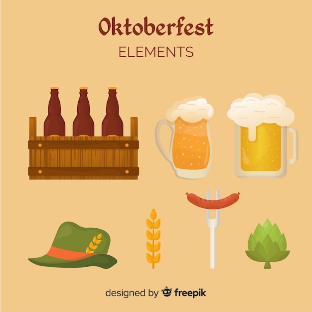 Коллекция классического элемента oktoberfest с плоским дизайном