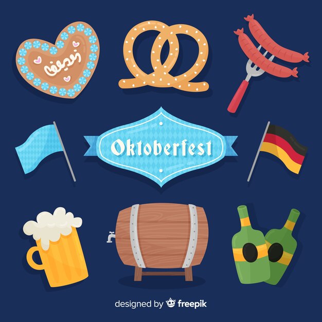 Коллекция классического элемента Oktoberfest с плоским дизайном