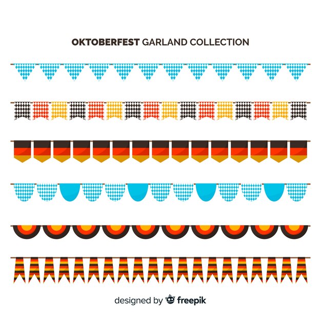 Oktoberfest colorful garland collection in flat design