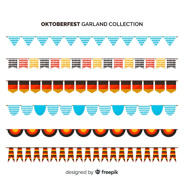 Октоберфест красочная коллекция гирлянды в плоском дизайне