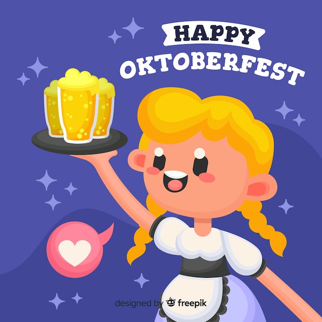 Vettore gratuito concetto di oktoberfest con sfondo design piatto