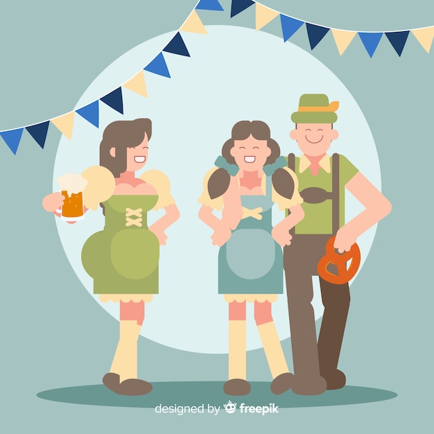 Oktoberfest concept with flat design background