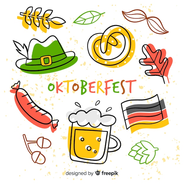 Free vector oktoberfest concept with hand drawn background