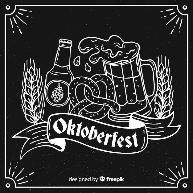 Free vector oktoberfest concept with hand drawn background