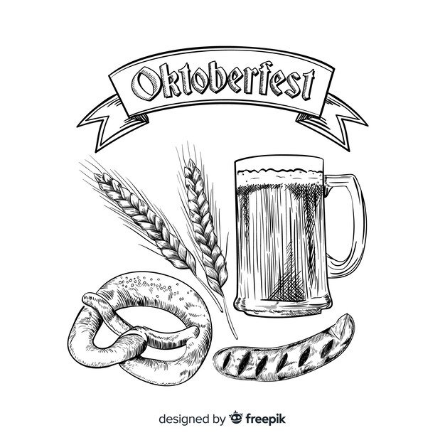 Oktoberfest concept with hand drawn background