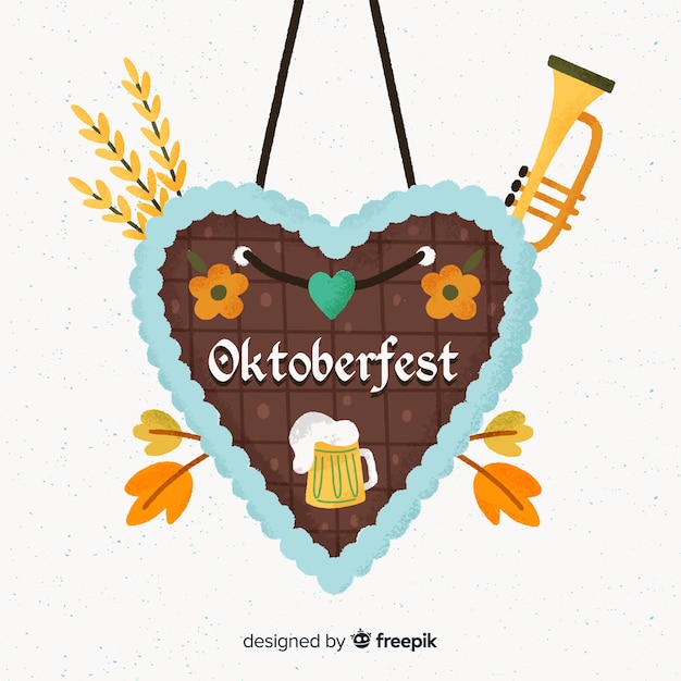 Free vector oktoberfest concept with hand drawn background