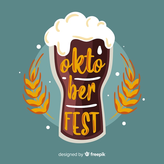 Vettore gratuito concetto di oktoberfest con scritte