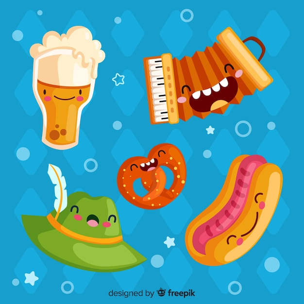 Free vector oktoberfest element collection on flat design