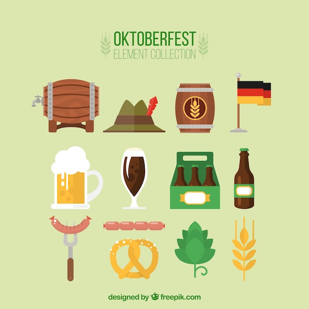 Elementi oktoberfest impostati nel design piatto