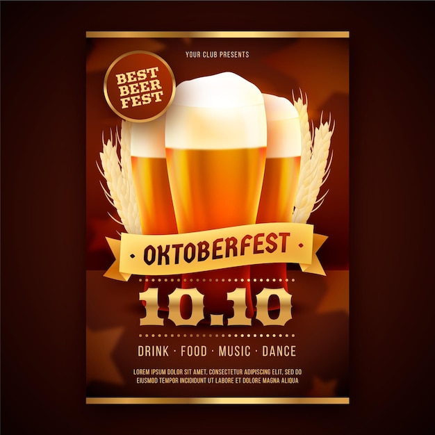 Free vector oktoberfest event poster template