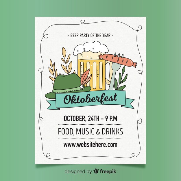 Oktoberfest festival poster hand drawn style