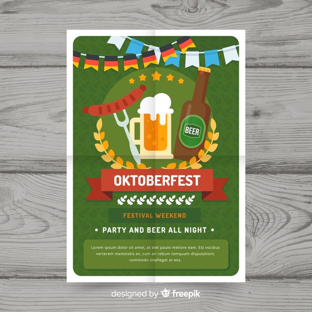 Manifesto del festival oktoberfest con design piatto