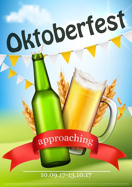 Poster di vettore realistico festivo oktoberfest