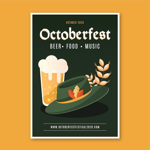 Vettore gratuito poster di design piatto dell'oktoberfest