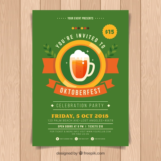 Free vector oktoberfest flyer template