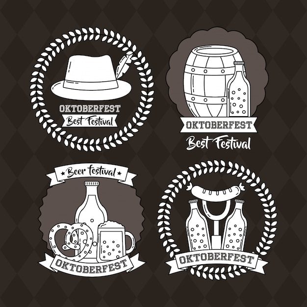 Free vector oktoberfest germany celebration set