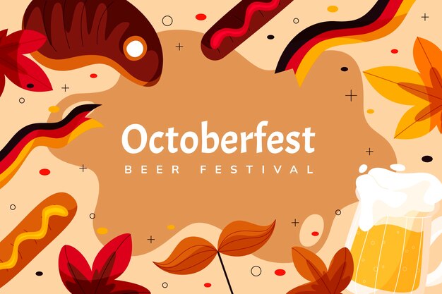 Vettore gratuito fondo piatto disegnato a mano dell'oktoberfest