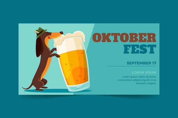 Vettore gratuito banner piatto disegnato a mano dell'oktoberfest