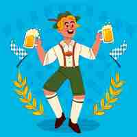 Vettore gratuito illustrazione piatta disegnata a mano dell'oktoberfest