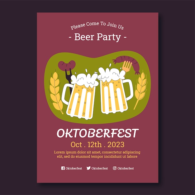 oktoberfest hand drawn flat poster template