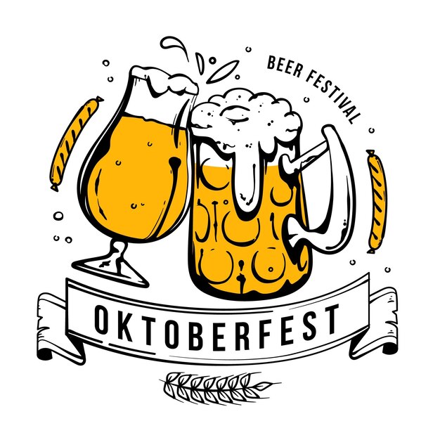 Oktoberfest hand-drawn theme