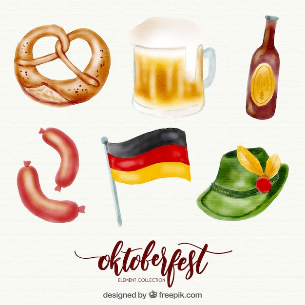 Free vector oktoberfest, hand-painted elements