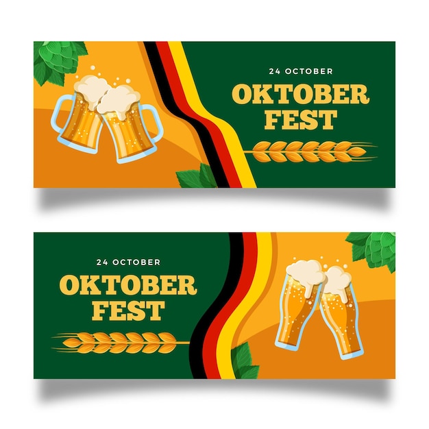 Free vector oktoberfest horizontal banners