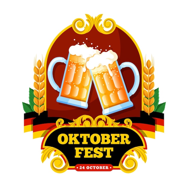 Oktoberfest illustration with beer pints